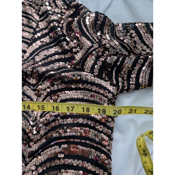 Sequin Jumpsuit Women’s L 12/14 Black Rose Gold Holiday Party Wedding NYE NWT - Picture 13 of 16